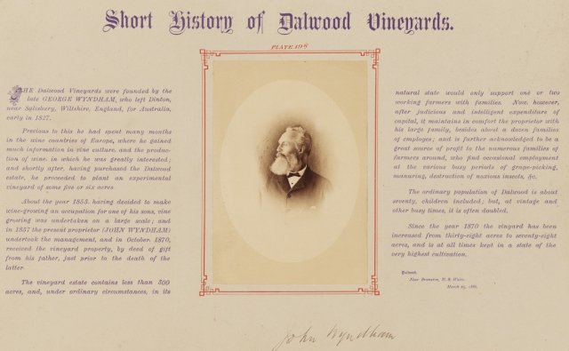 Dalwood Vineyards History, Foundation of Dalwood c1833. SLNSW